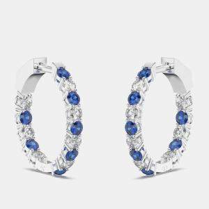 مملوكة مسبقًا 925 Sterling Silver Hoop Color & Lab Grown Diamond Earrings