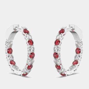 925 Sterling Silver Hoop Color & Lab Grown Diamond Earrings