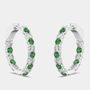 925 Sterling Silver Hoop Color & Lab Grown Diamond Earrings