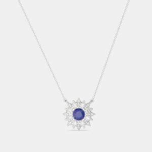 925 Sterling Silver Flower Color & Lab Grown Diamond Pendant