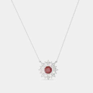 925 Sterling Silver Flower Color & Lab Grown Diamond Pendant