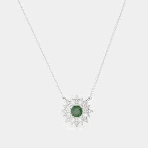 925 Sterling Silver Flower Color & Lab Grown Diamond Pendant