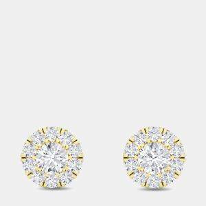 14K Halo Round 22 Lab Grown Diamond Earrings (1.50 Ctw)