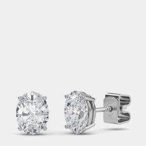 14K Oval Solitaire Earrings (1 1/2 Ctw)