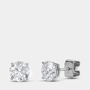 14K Four Prongs Basket Round Solitaire Earrings (7/8 Ctw)