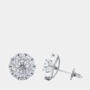 Pre Owned 14K Round Halo Lab Grown Diamonds Earrings (1/4 ctw)