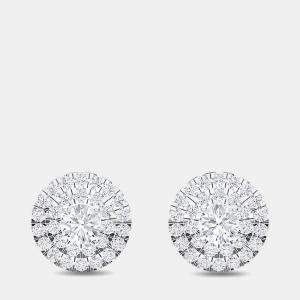 14K Double Halo Round Lab Grown Diamonds Earrings (1 1/2 ctw)