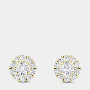 Pre Owned 14K Halo Round Earrings (1/4 ctw)