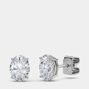 Pre Owned 14K Oval Solitaire Earrings (1/3 ctw)