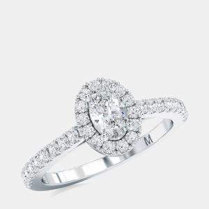 Pre Owned 14K Oval Halo Bridal Lab Grown Diamonds Ring (1ctw) US 7