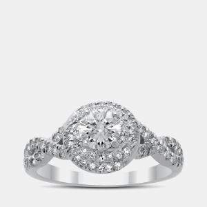 14K White Gold Round Cut Halo Ring (1.0ctw) US 7