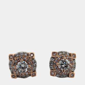 14K Rose Gold/White Gold Round Cut White Halo Earring (1.30ctw)