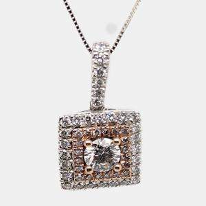 Rose Gold/White Gold Round Cut Cushion Halo Pendant (0.91Ct)