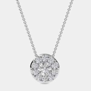 14K Round Halo Pendant (3/4 ctw)