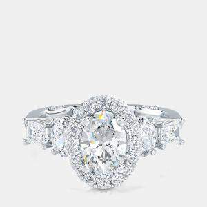 14K Stone Mix Oval Halo Ring (1 1/2 ctw) US 7