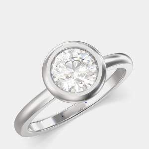 Pre Owned 14K White Gold Bezel Set Round Solitaire Ring (1.00 ctw) US 7