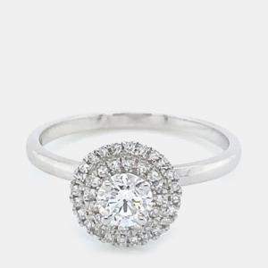مملوكة مسبقًا 14K Double Halo Plain Shank Ring (1/2 ctw) US 7