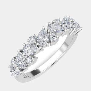 Pre Owned خاتم 14 قيراط من الذهب الأبيض المزروع مختبرياً (1.30 قيراط) مقاس الولايات المتحدة 7