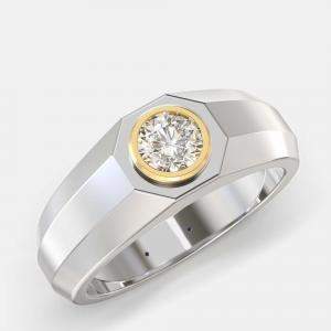 Silver-Gold Mix 1 Stone Ring (0.75 ctw) US 7