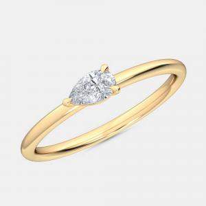 Pre Owned خاتم من الذهب عيار 14 قيراط على شكل إجاصة باتجاه جانبي صغير (1/4 قيراط إجمالي) مقاس الولايات المتحدة 7