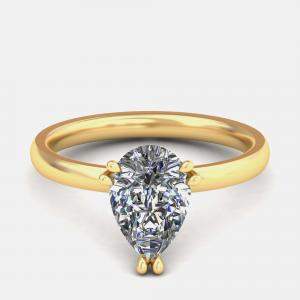 مملوكة مسبقًا خاتم سوليتير بلونين 14 قيراط بشكل كمثرى (إجمالي وزن 1.5 قيراط) مقاس الولايات المتحدة 7