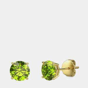 10K Round Created Peridot Birthstone Solitaire Earring (2.00 ctw)
