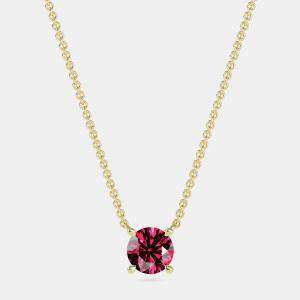 10K Round Created Ruby Birthstone Solitaire Pendant (2.00 ctw)