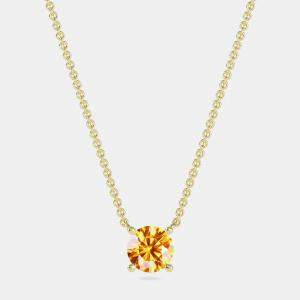 10K Round Created Citrine Birthstone Solitaire Pendant (2.00 ctw)
