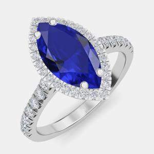 10K Blue Sapphire Lab Grown Bridal Ring (2.50 Ctw)