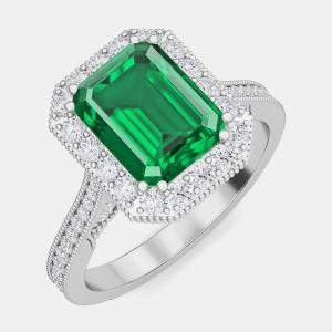 10K Emerald Lab Grown Bridal Ring (2.50 Ctw)