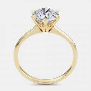 Pre Owned 7.00 Ct Round Plain 6 Prongs 14K Yellow Gold Lab Grown Diamond Solitaire Ring US 7