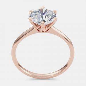 Pre Owned 6.00 Ct Round Plain 6 Prongs 14K Rose Gold Lab Grown Diamond Solitaire Ring US 5