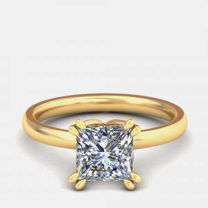 Pre Owned 6.00 Ct Princess 14K Flower Basket Solitaire Ring US 6