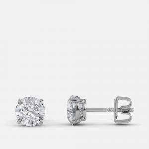 Pre Owned 5.00 Ct Round 14K White Gold Lab Grown Diamond Solitaire 4 Prong Earrings
