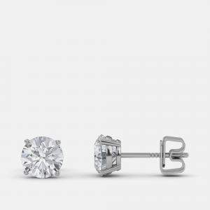 Pre Owned 6.00 Ct Round 14K White Gold Lab Grown Diamond Solitaire 4 Prong Earrings