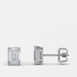 Pre Owned 8.00 Ct Emerald 14K White Gold Lab Grown Diamond Solitaire 4 Prong Earring