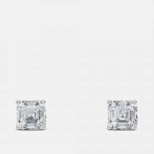 Pre Owned 5.00 Ct Asscher 14K White Gold Lab Grown Diamond Solitaire 4 Prong Earring