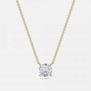 Pre Owned 4.00 Ct Round 14K Yellow Gold Lab Grown Diamonds Solitaire 4 Prong Pendant