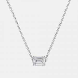 Pre Owned 7.00 Ct Emerald 14K White Gold Lab Grown Diamonds Solitaire 4 Prong Pendant