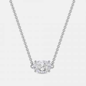 Pre Owned 6.00 Ct Oval 14K White Gold Lab Grown Diamonds Solitaire 4 Prong Pendant