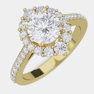 14K Halo Lab Grown Diamonds Bridal Ring (2Ctw Rd 1.25Ct) US 7