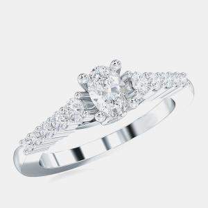 Pre Owned 14K Oval Cutal Solitaire With Lab Grown Diamonds Bridal Ring US 7