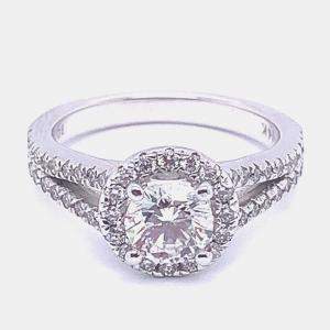 Pre Owned خاتم خطبة زفاف 1.50 قيراط هالو ألماس مزروع مخبرياً مقاس 7 الولايات المتحدة