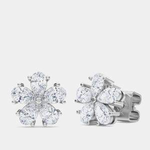 14K Pear Flower Lab Grown Diamonds Earrings (1 1/2 Ctw) 