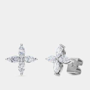 14K Marquise Flower Lab Grown Diamonds Earring (1 Ctw)