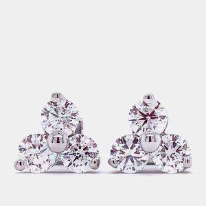 3 Stone Clove Cuter Cluster Lab Grown Diamonds Earrings (1/2 Ctw)