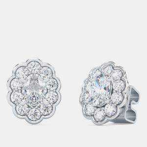 مملوكة مسبقًا 14K Halo Oval Cut Lab Grown Diamonds Earrings (3/4 Ctw)