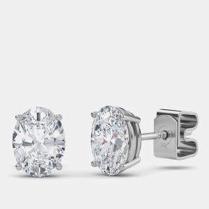 Pre Owned 14K Oval Cut Solitaire Lab Grown Diamonds Earrings (1 Ctw)