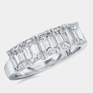 5 Lab Grown Diamonds Emeral cut Set Straight Band (2 Ctw) US 7