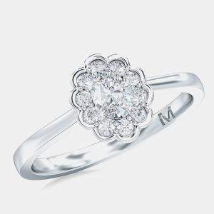 مملوكة مسبقًا 14K Halo Oval Cut Lab Grown Diamonds Bridal Ring (1 Ctw) US 7